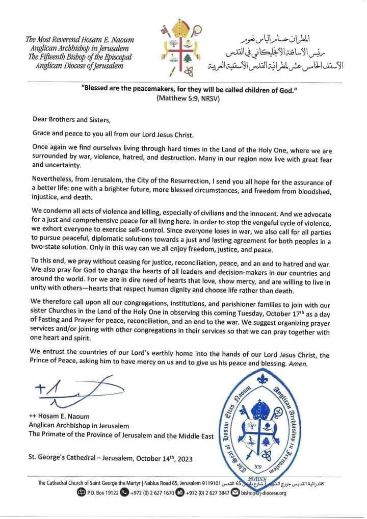 Statement from Revd Hosam E Na