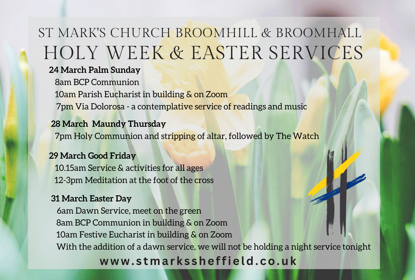 7pm Maundy Thursday Service, followed by The Watch